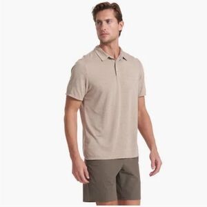 EUC Vuori Mens Knit Twill Polo Camel Heather Size XL